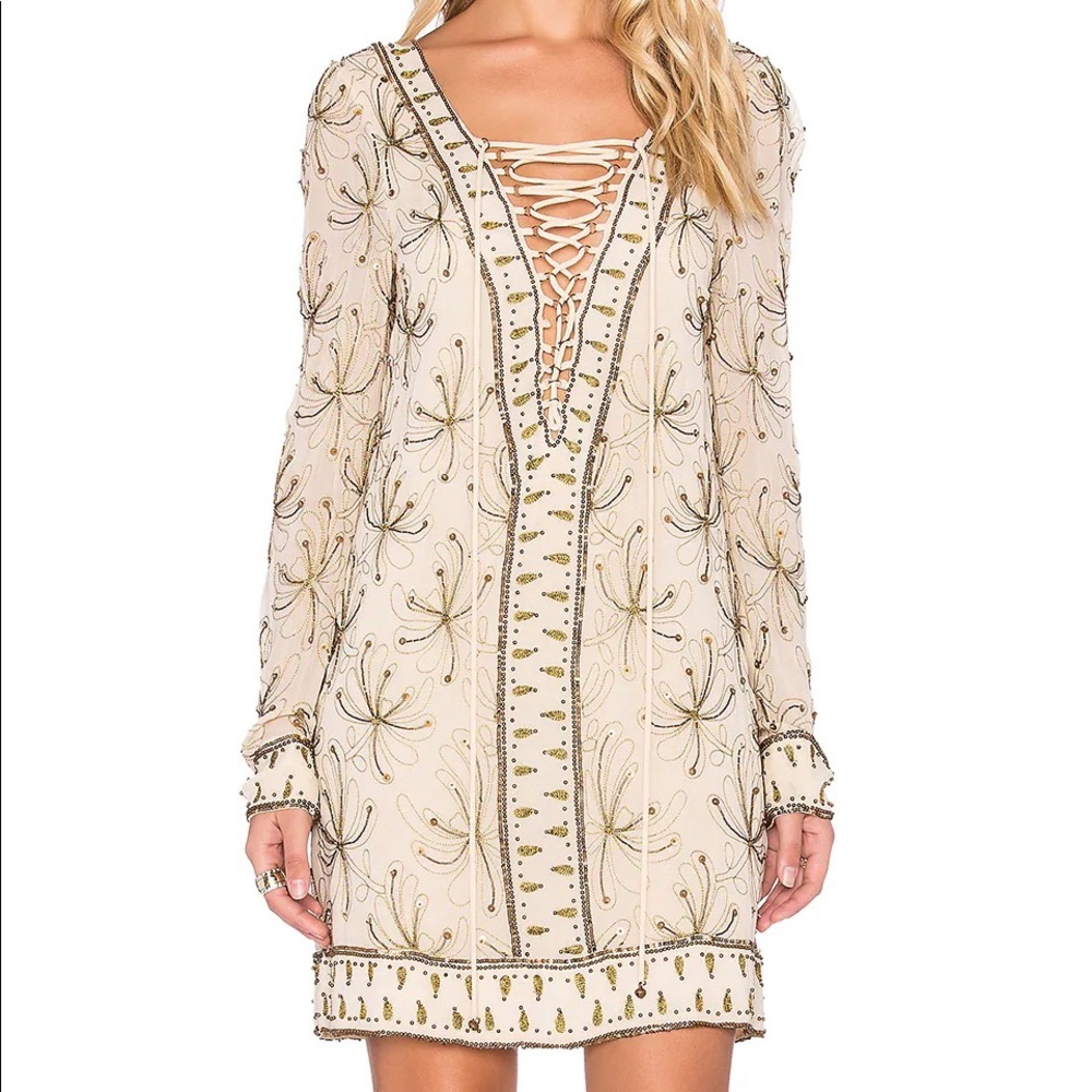 Free People Sicily Beaded Mini Shift Dress